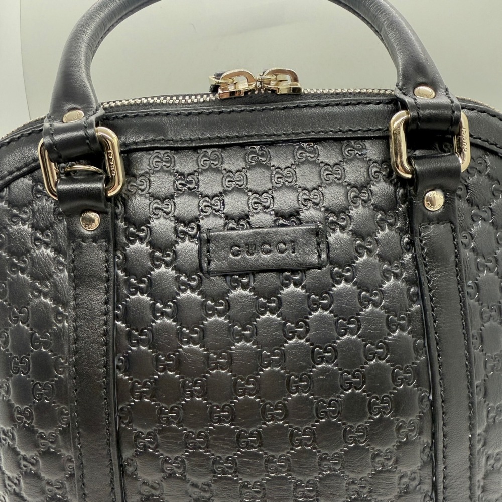 Gucci Microguccissima Mini Dome Satchel Black Leather Crossbody Bag Handbag GG - Picture 15 of 16